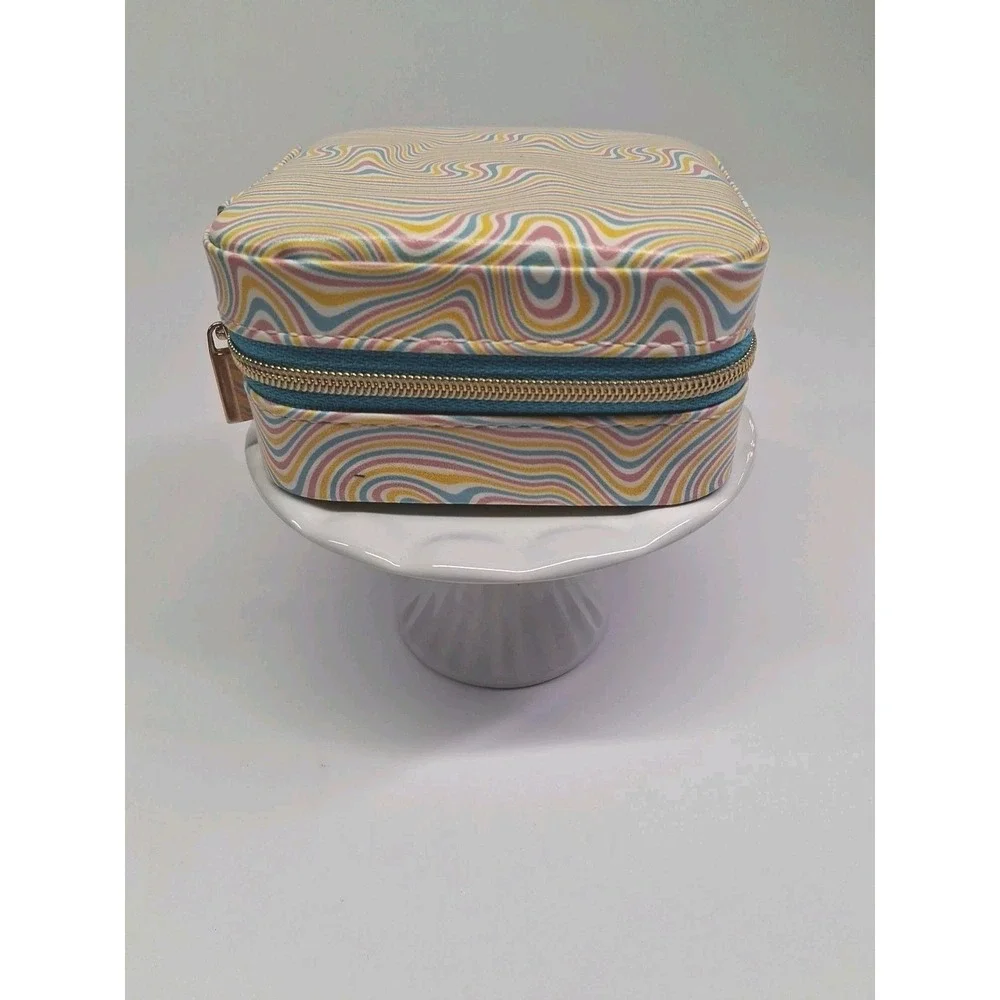 Travel Jewelry Box w/ Multiple Compartments - Pastel Psychedelic Print 4x4x2